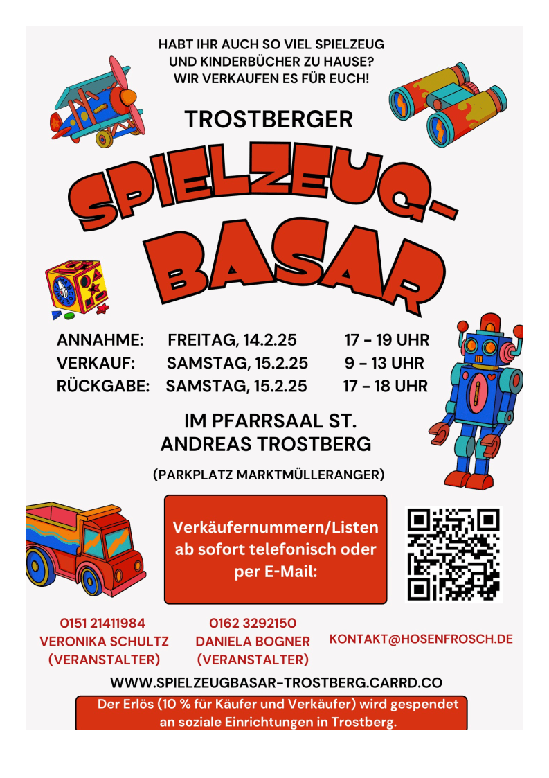 Flyer für den Spielzeugbasar am 15.02.2025